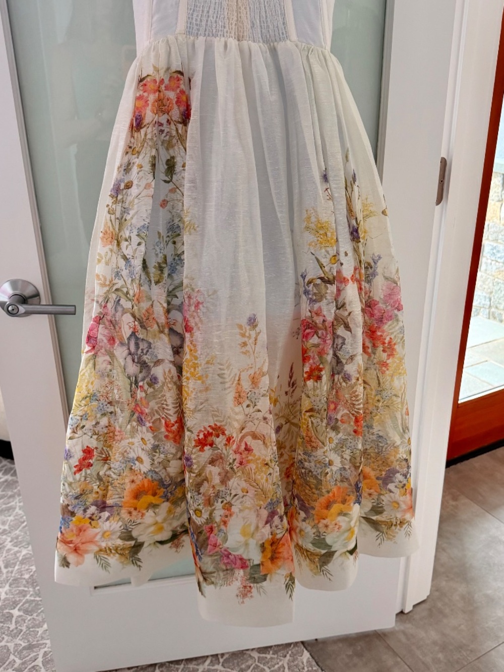 Zimmermann Natura Ivory Wildflower Ruched Midi Dress Size 1, Small - Picture 11 of 16